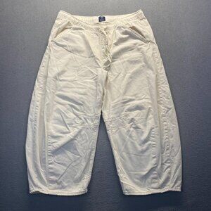 GAP Women Elastic Waist Wide Leg White Pants Size XL Pockets Stretch